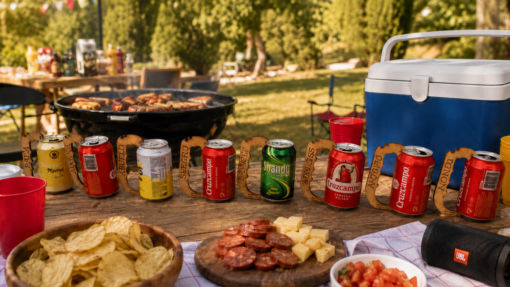 Muchas bebidas con Asa_Lata en una barbacoa